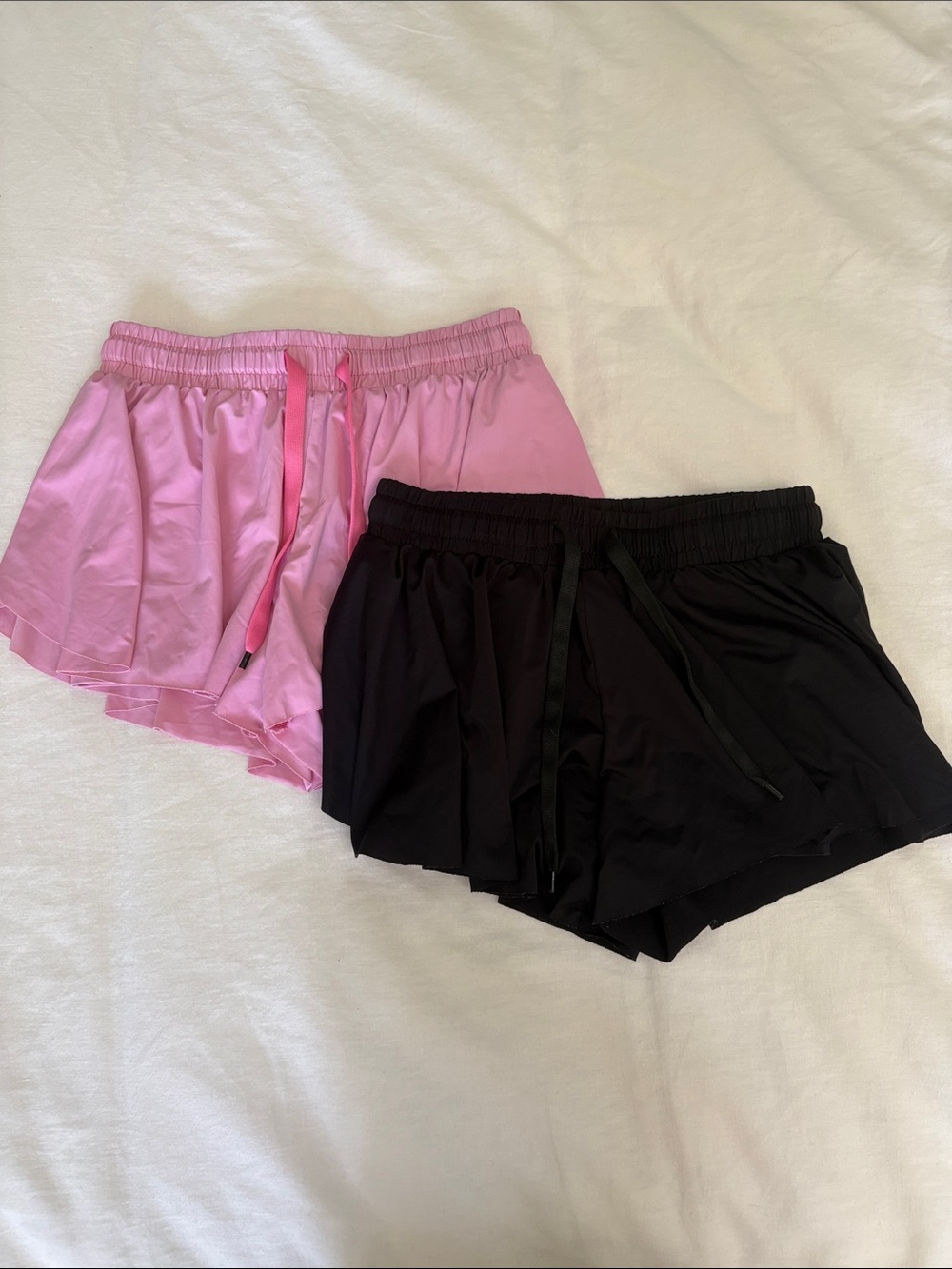 Girl’s Pink and Black Drawstring Lounge Shorts (pair)